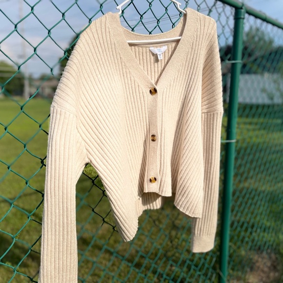 Time & Tru women’s plus size cropped long sleeve cardigan sweater - Picture 1 of 1